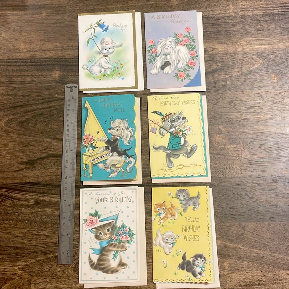 Vintage Birthday Greeting Cards Set